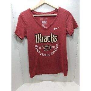 NIKE Arizona Diamondbacks Tshirt Women's Small Maroon‎ MLB v-neck Athletic Cut